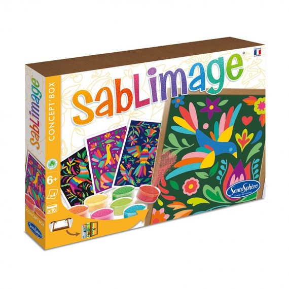 SentoSphère - RECHARGE SABLIMAGE - PETITES FILLES - 884R - Kit Loisir  Créatif - 4 planches à colorier avec du sable - A partir de 4 ans -  Fabriqué en
